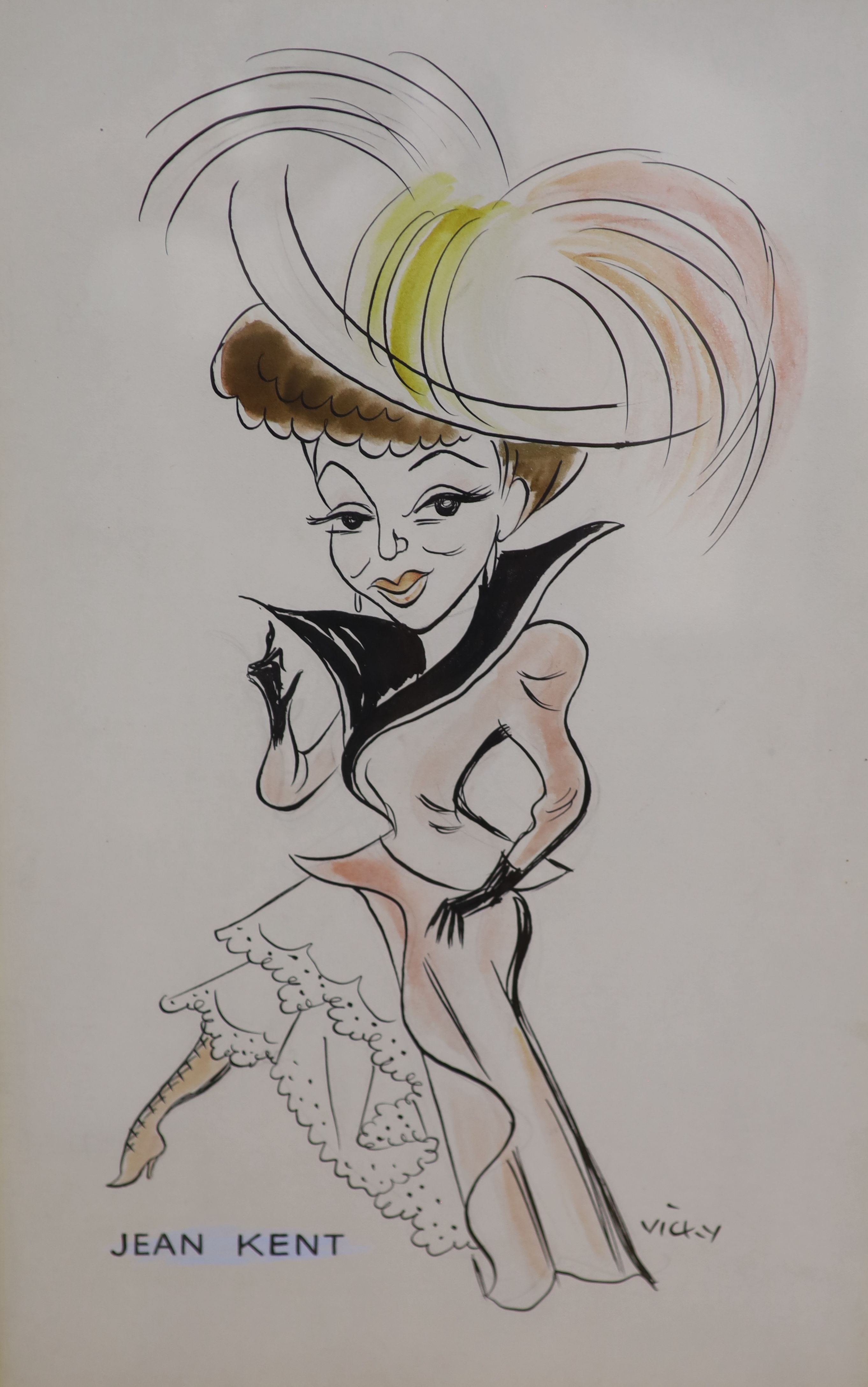 Victor Weisz (1913-1966). ink and wash, Caricatures of Jean Kent and Stewart Grainger, signed, largest 40 x 25cm